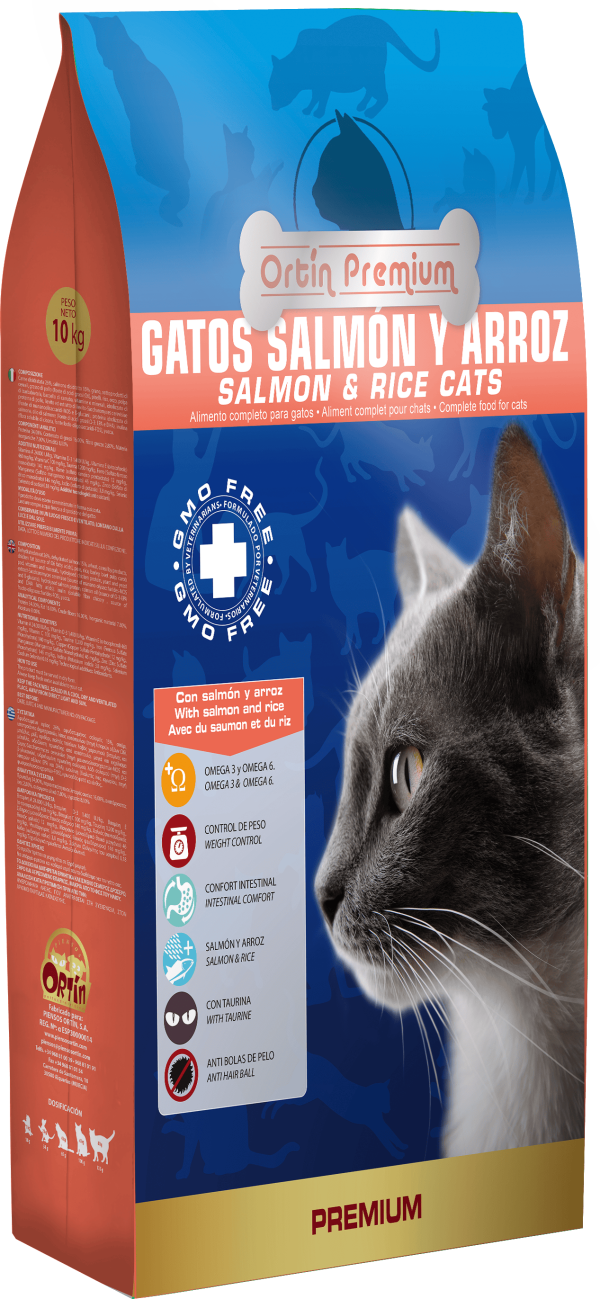 Ortin Premium Dry Food Salmon and rice cats adult 10 Kg