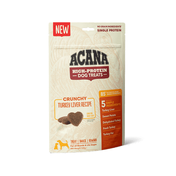 אקאנה קראנצ’י כבד הודו חטיף לכלב 100 גרם