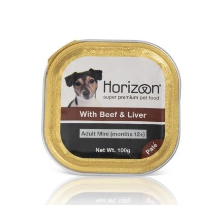 הוריזן שימורי בקר וכבד לכלב מגזע קטן 100 גרם