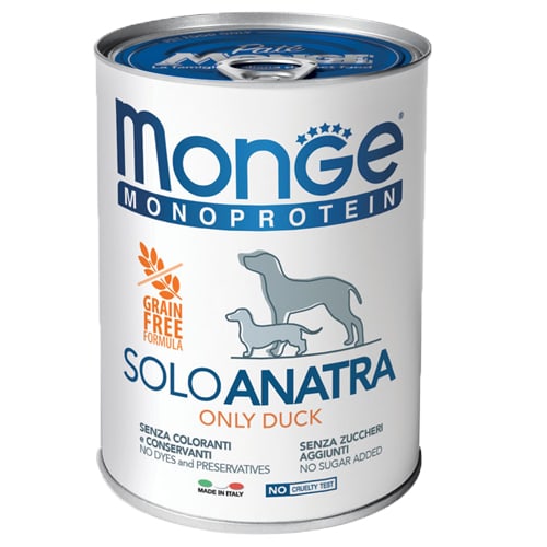 מונג’ מונופרוטאין ברווז שימור לכלב 400 גרם MONGE