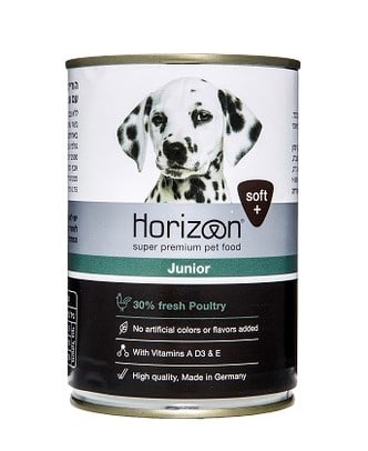 הוריזן שימורי מזון עוף לגורי כלבים 400 גרם