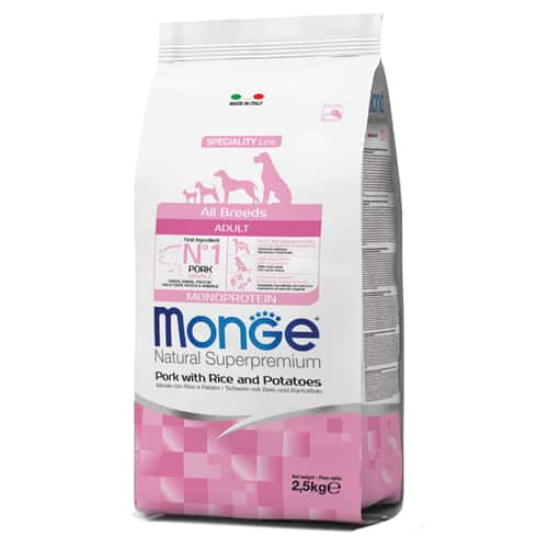 מונג’ חזיר ואורז מזון לכלב בוגר MONGE