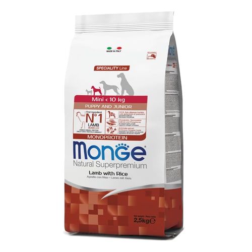 מונג’ כבש ואורז לגורים מגזע קטן 2.5 ק”ג MONGE