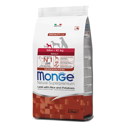 Monge lamb and rice for an adult small breed dog MONGE
