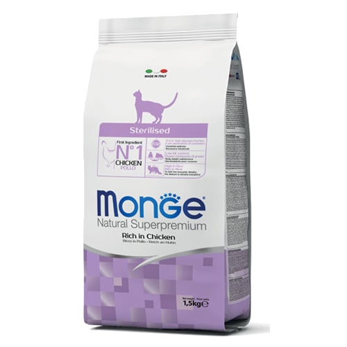 מונג’ סטרילייזד עוף מזון לחתולים מסורסים/מעוקרים MONGE