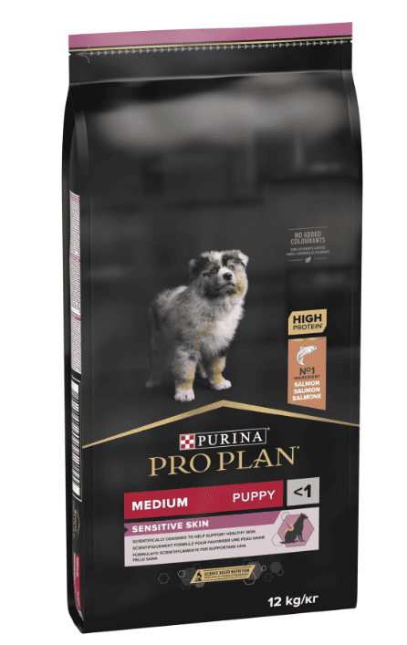 פרו פלאן סנסיטיב סלמון אוכל לגורי כלבים מגזע בינוני 12 ק”ג