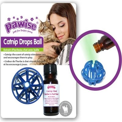 פאוויז משחק כדור ובקבוקון טיפות קטניפ לחתול 10 מ”ל