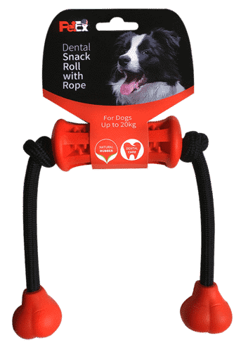 פטקס נשכן גומי דנטלי בשילוב סיבי כותנה לכלב