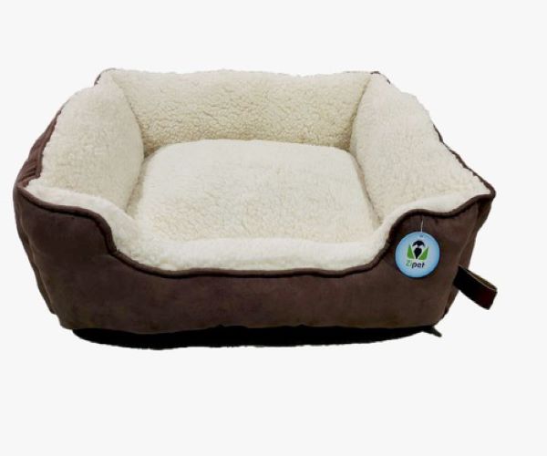 צמח מיטת מלבן גדולה ומרופדת בצבע חום לכלב