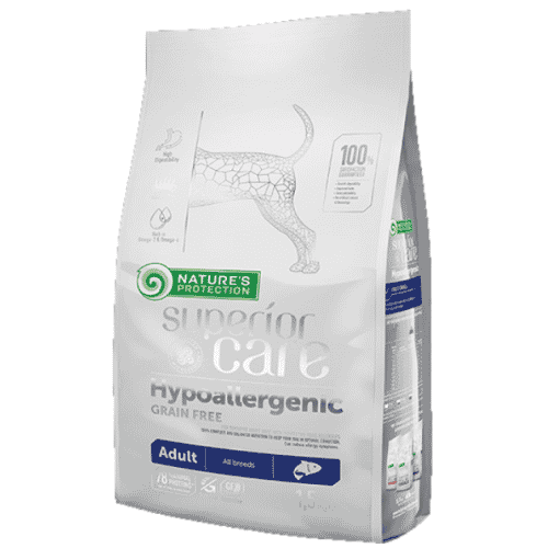 נייצ'רס פרוטקשן מזון רפואי ייעודי היפואלרגני ללא דגנים טעם סלמון לכלב בוגר