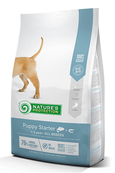 נייצ'רס פרוטקשן סטרטר מזון לגורי כלבים טעם סלמון וקריל, 18 ק"ג